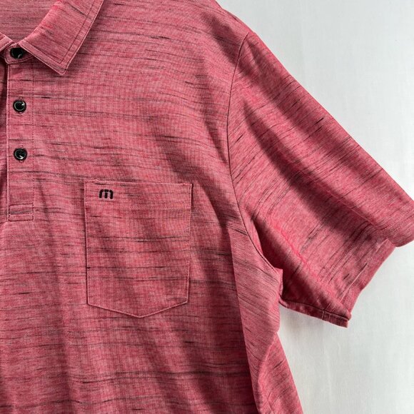 Travis Mathew Shirt Mens XXL Tender Hooligan Golf Polo Spacedye Interlock Red - Picture 4 of 9